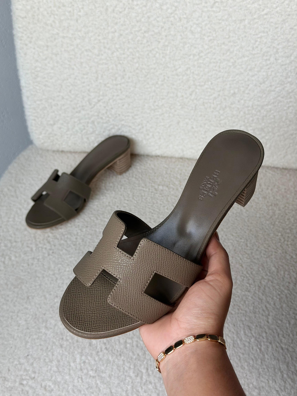 Hermès H-Strap Block Heel Sandals
