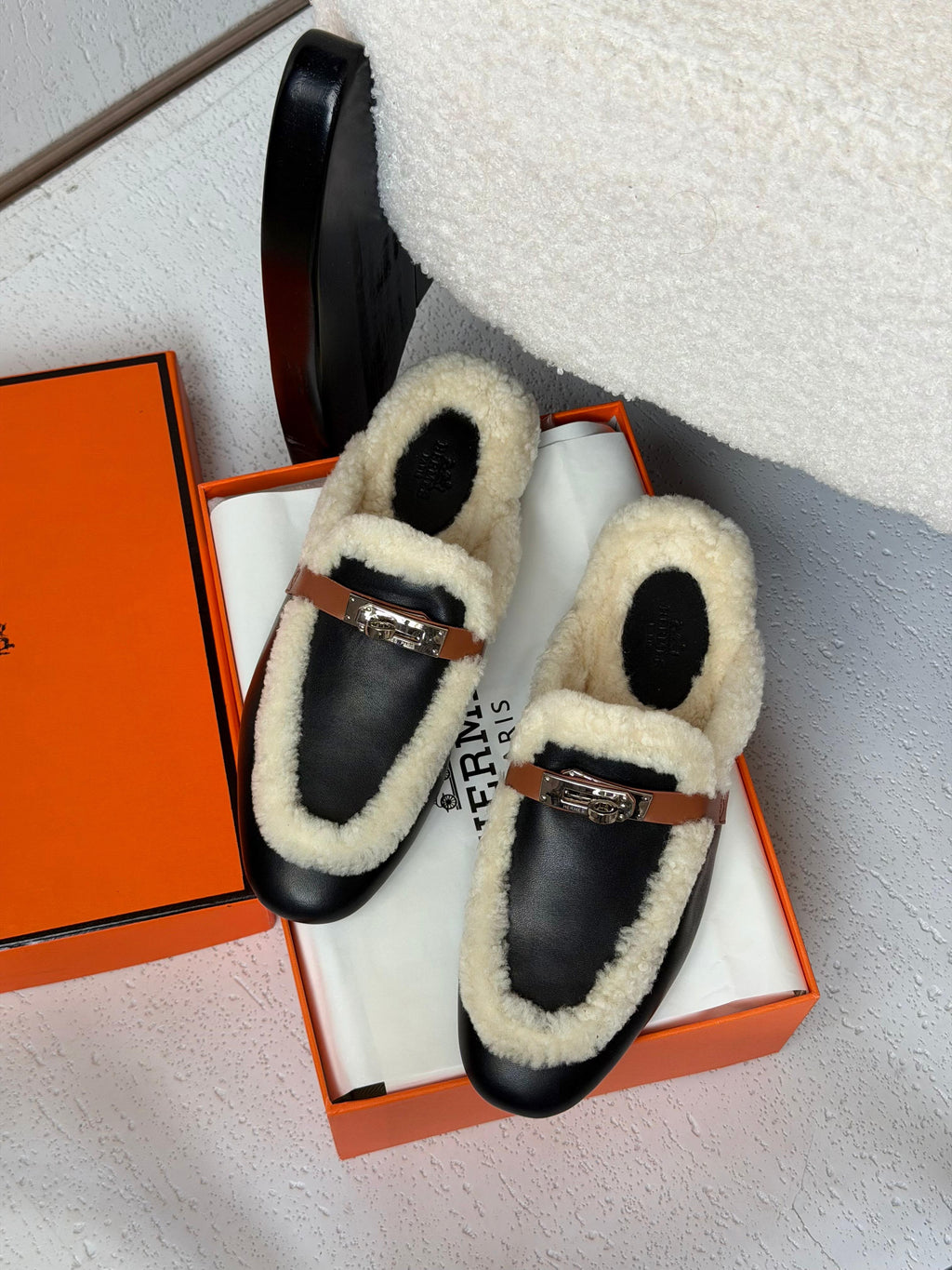 Hermès Lined Buckle Mules
