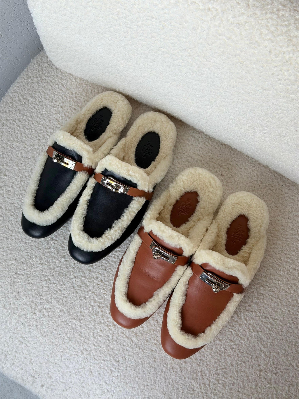 Hermès Lined Buckle Mules