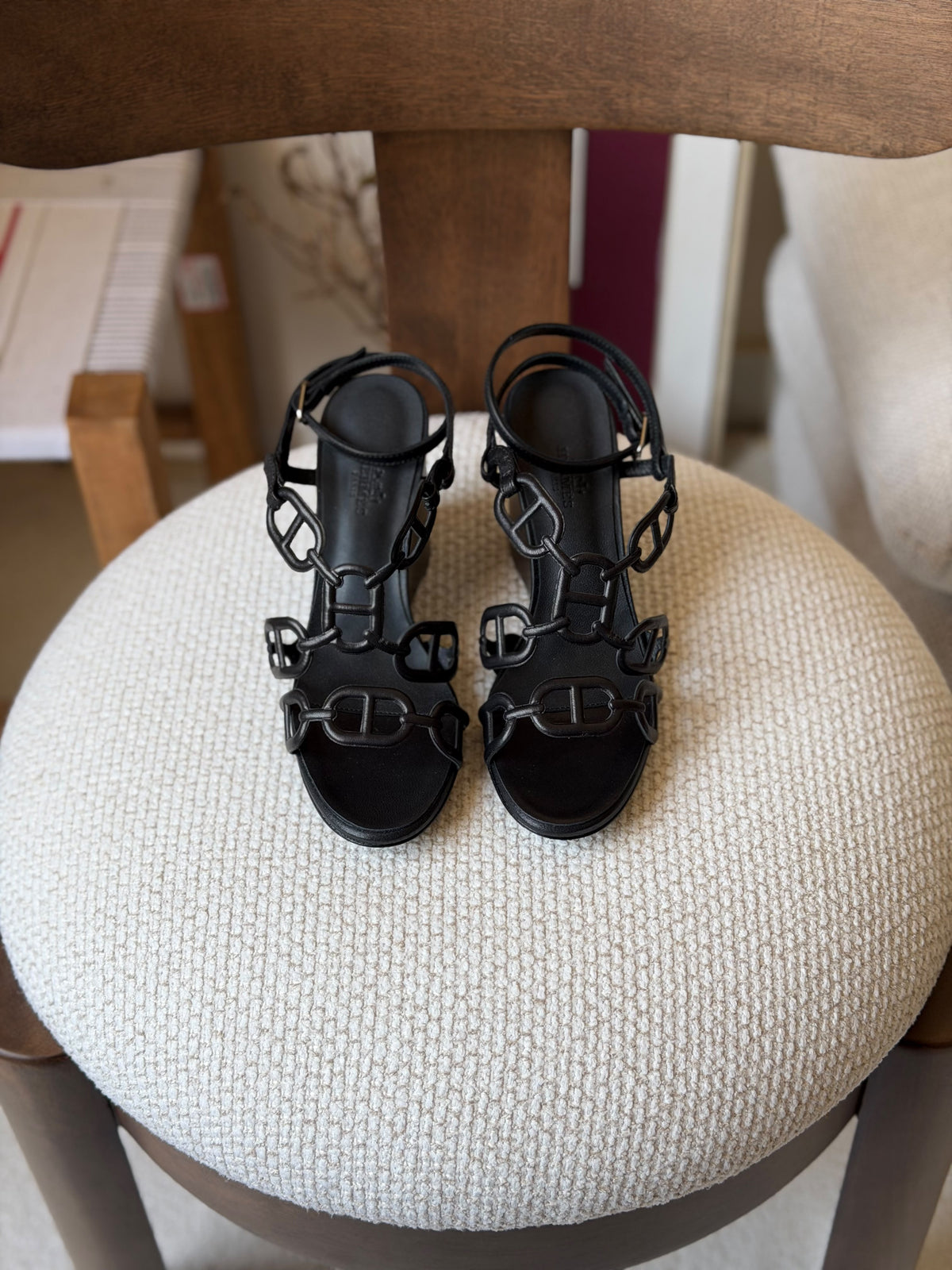 Hermès Link Strap Wedge Sandals