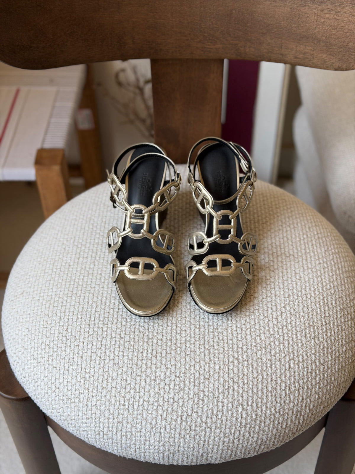 Hermès Link Strap Wedge Sandals