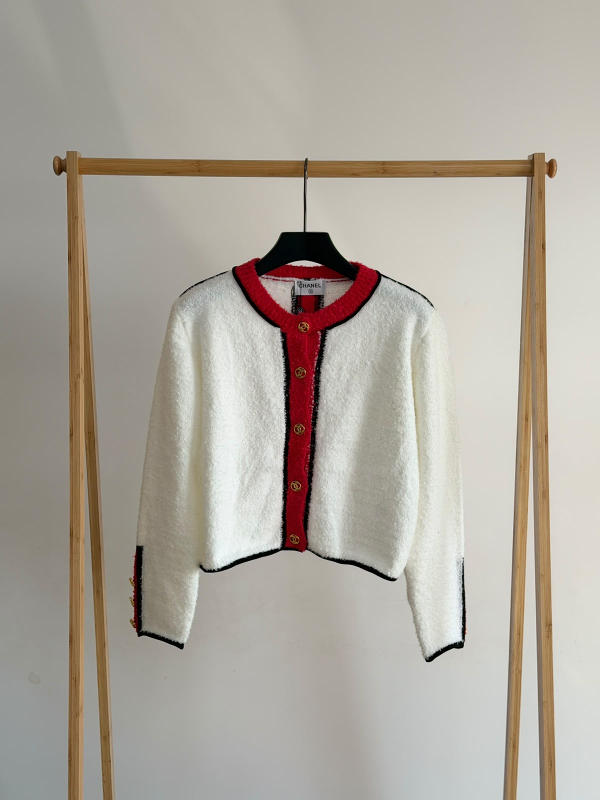 Chanel Contrast Trim Cropped Cardigan
