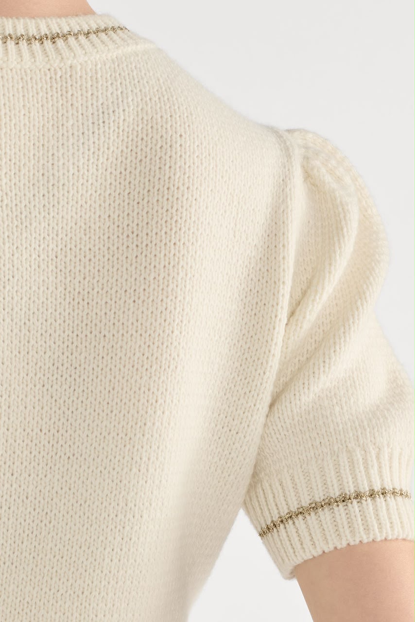 Dior Ivory Short-Sleeve Knit Top