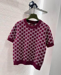 Gucci Monogram Short-Sleeve Knit Top