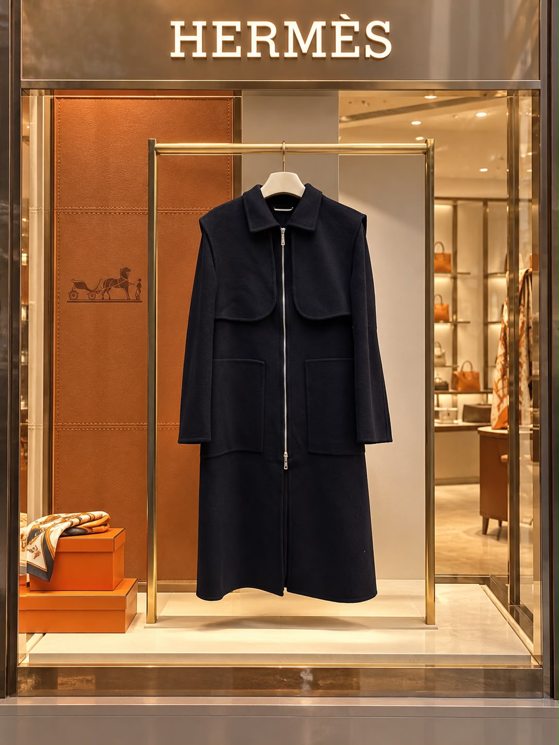 Hermès Zip-Front Long Coat