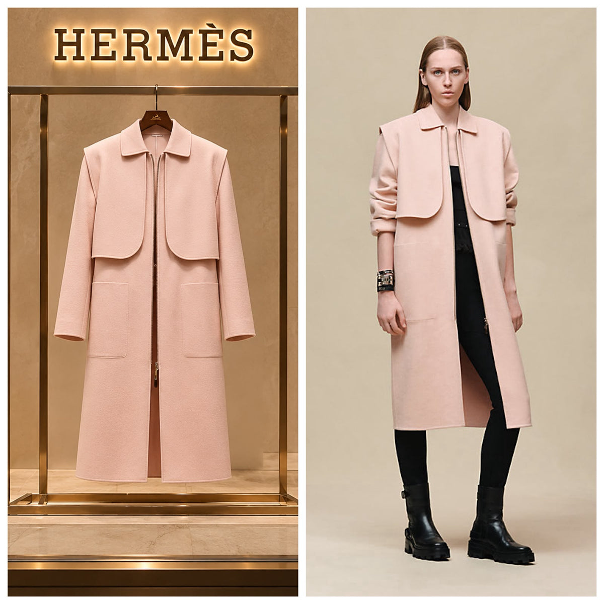 Hermès Zip-Front Long Coat
