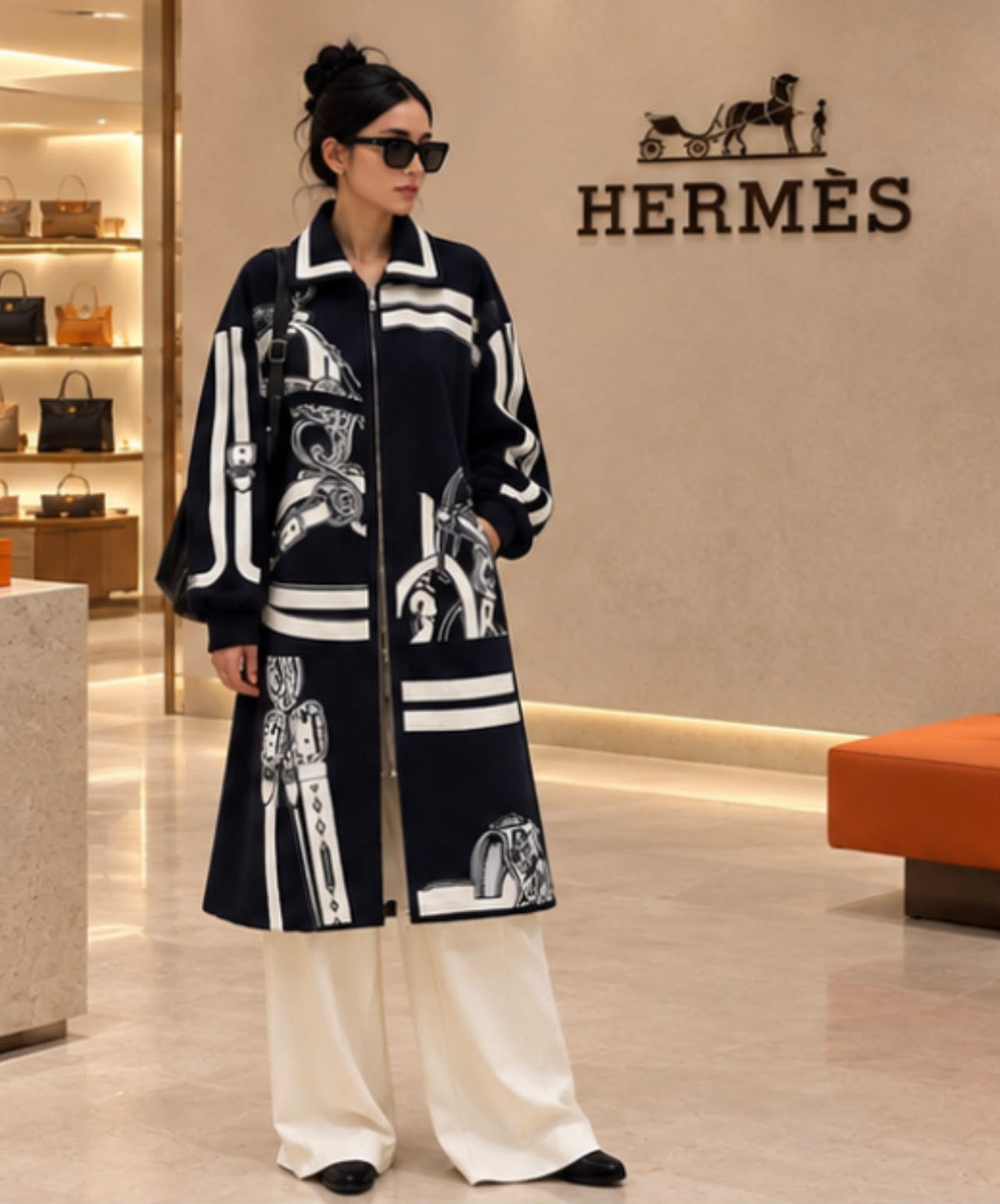 Hermès Equestrian Print Coat