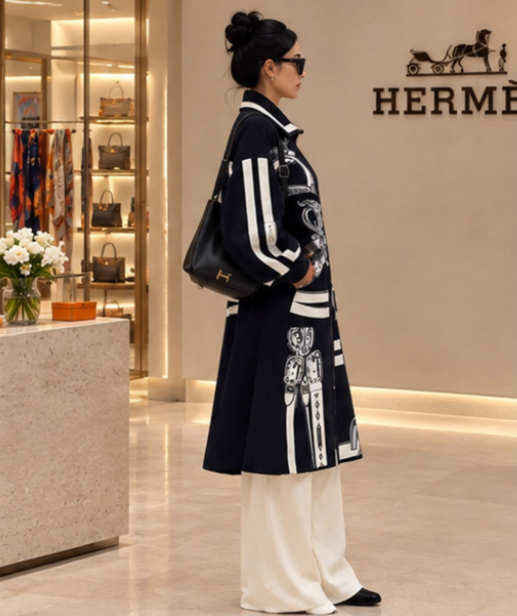 Hermès Equestrian Print Coat