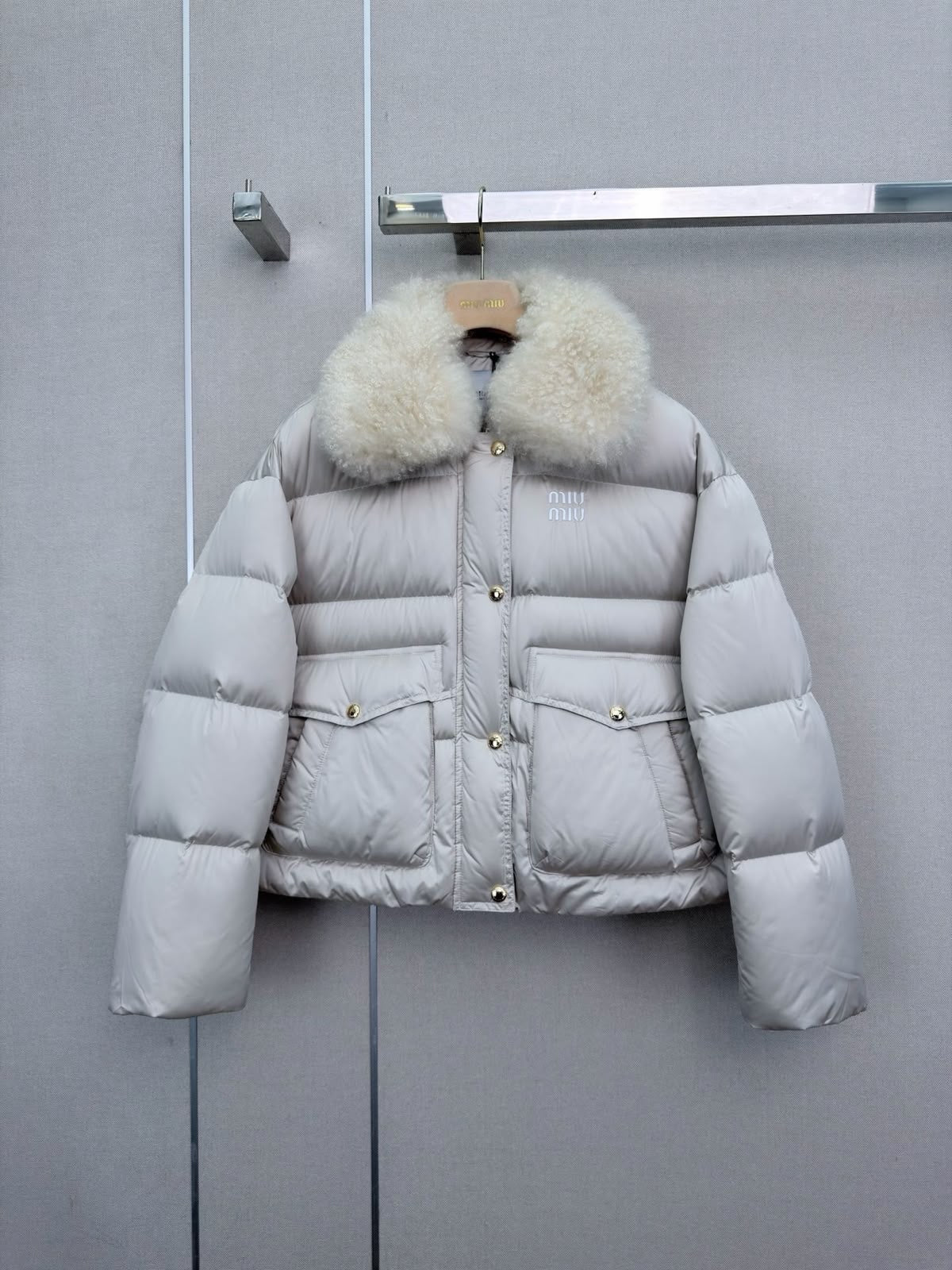 Miu Miu Textured Collar Puffer Jacket