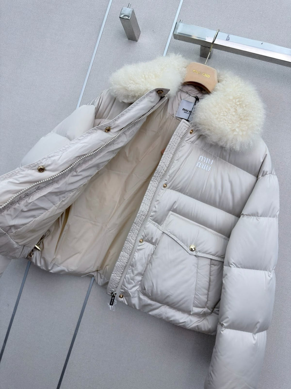 Miu Miu Textured Collar Puffer Jacket