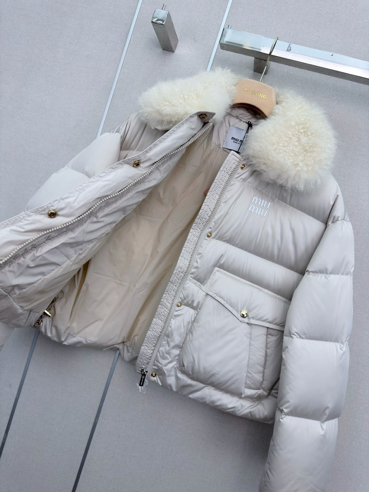 Miu Miu Textured Collar Puffer Jacket