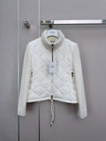 Moncler Ivory Quilted Knit-Sleeve Jacket