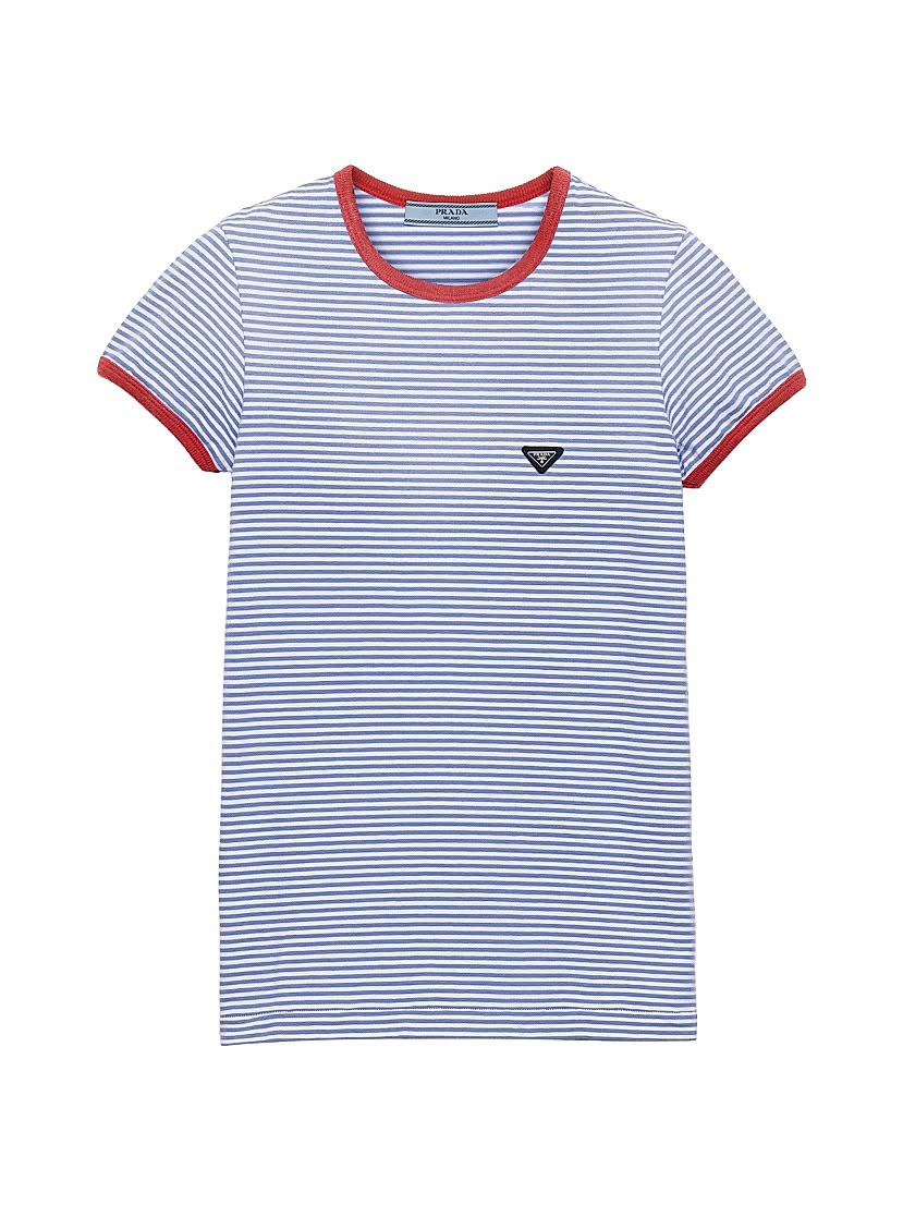 Prada Red Trim Striped T-Shirt