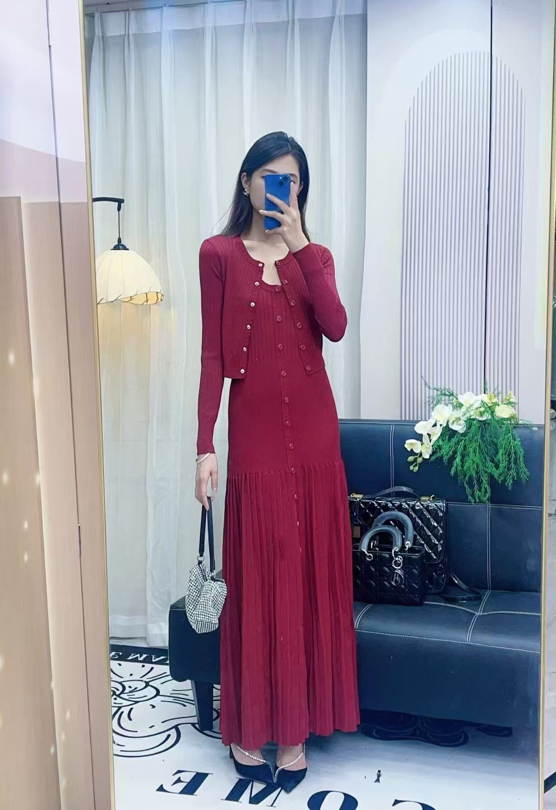 Sandro Dress and Cardigan Set