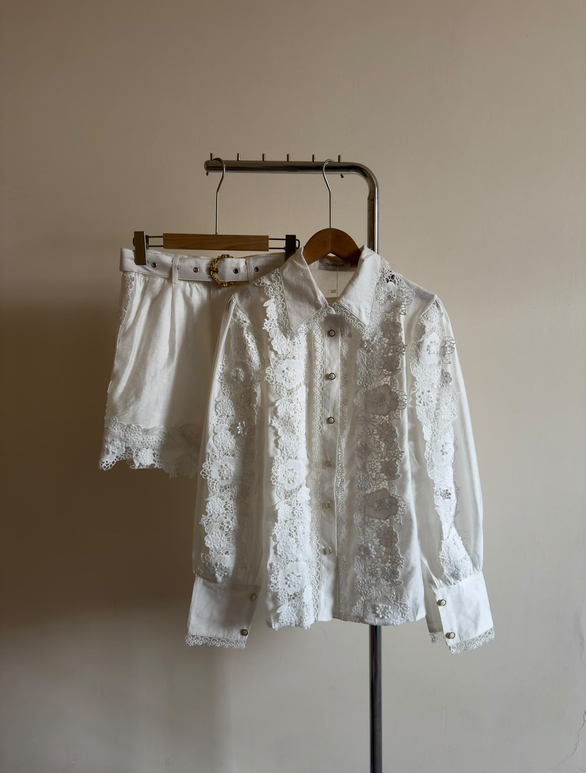 Zimmermann Lace Shirt and Shorts Set