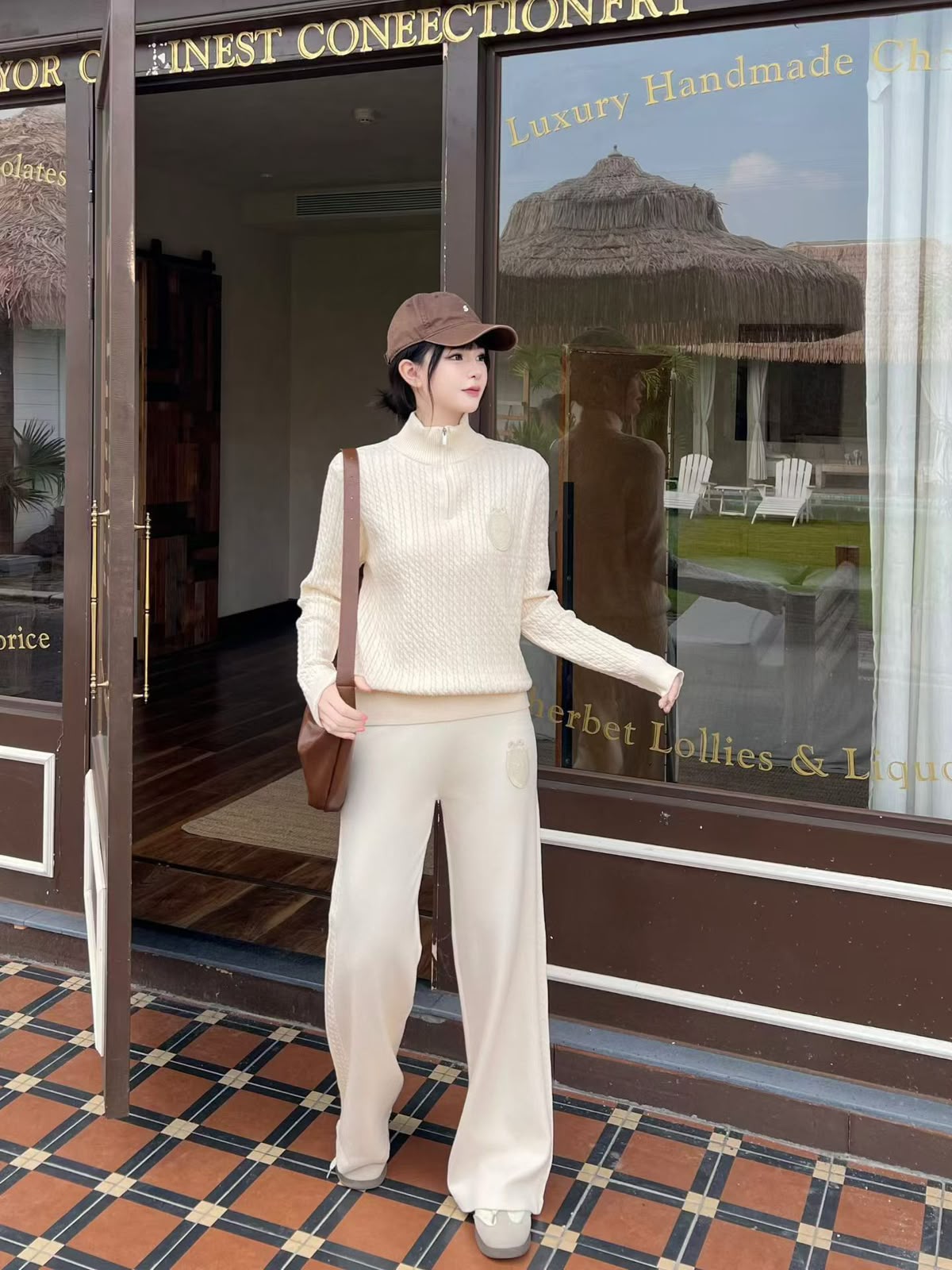 Dior Half-Zip Sweater and Wide-Leg Trousers Set