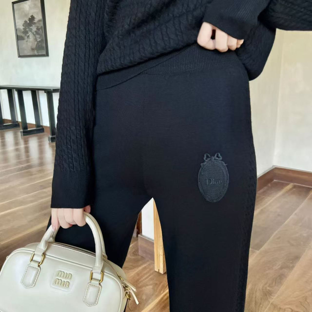 Dior Half-Zip Sweater and Wide-Leg Trousers Set