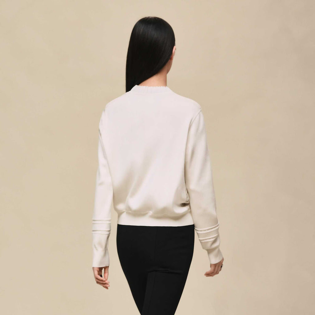 HERMES Grey Drawing-Print Pearl-Detail Cardigan