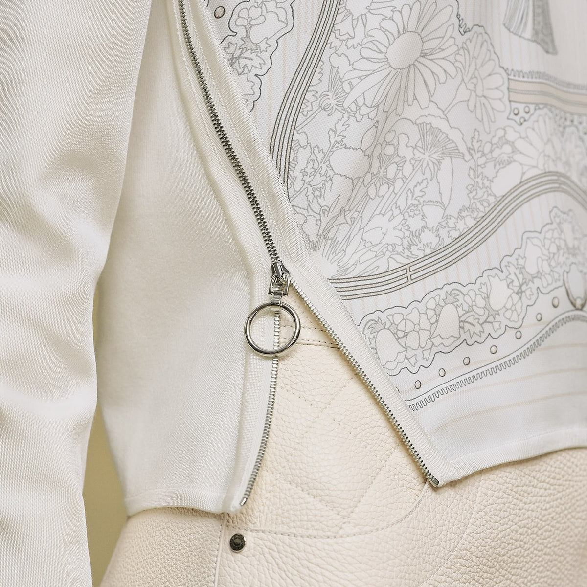 HERMES Drawing-Print Side-Zip Sweater