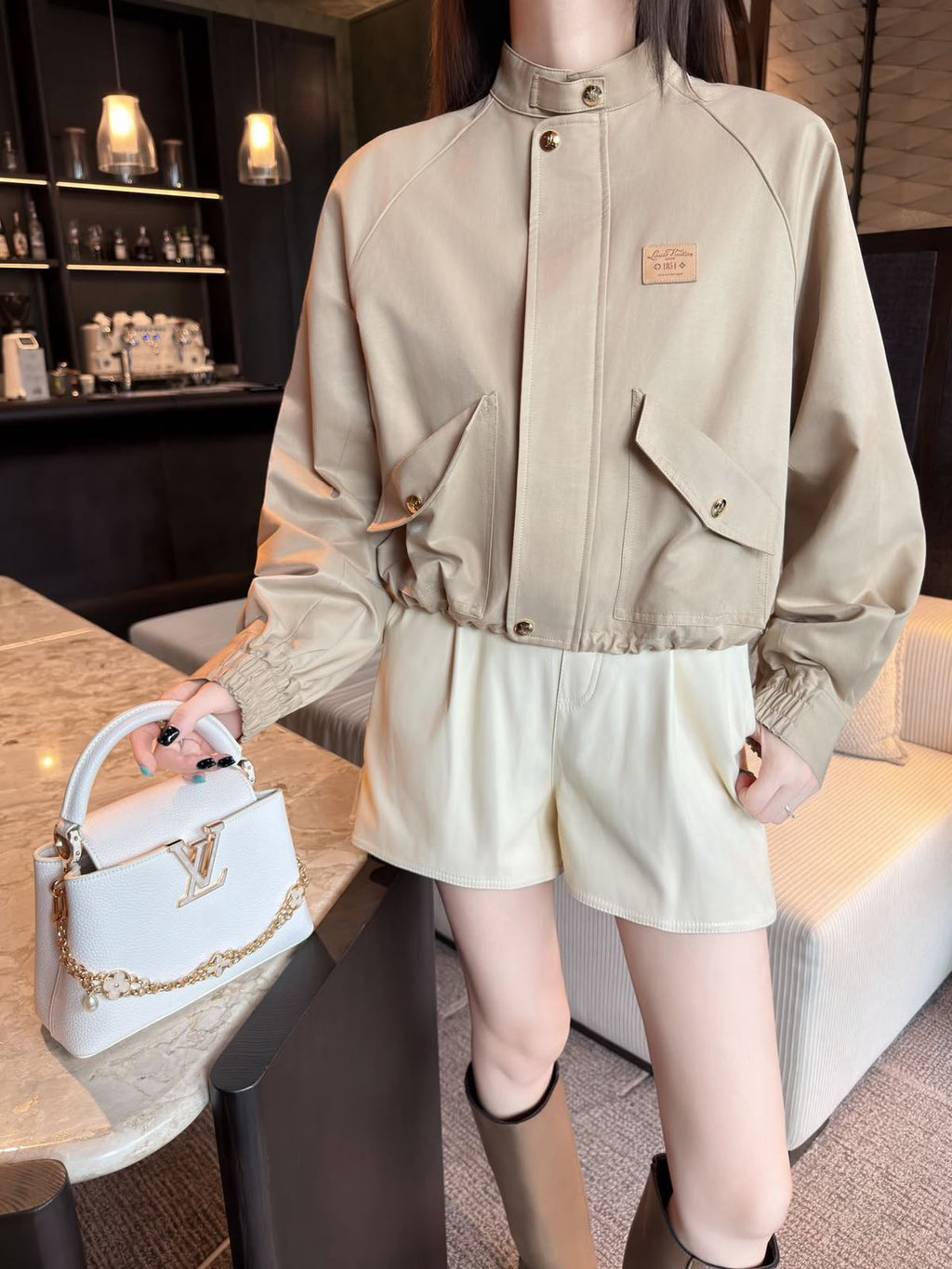 LV Cropped Stand-Collar Jacket