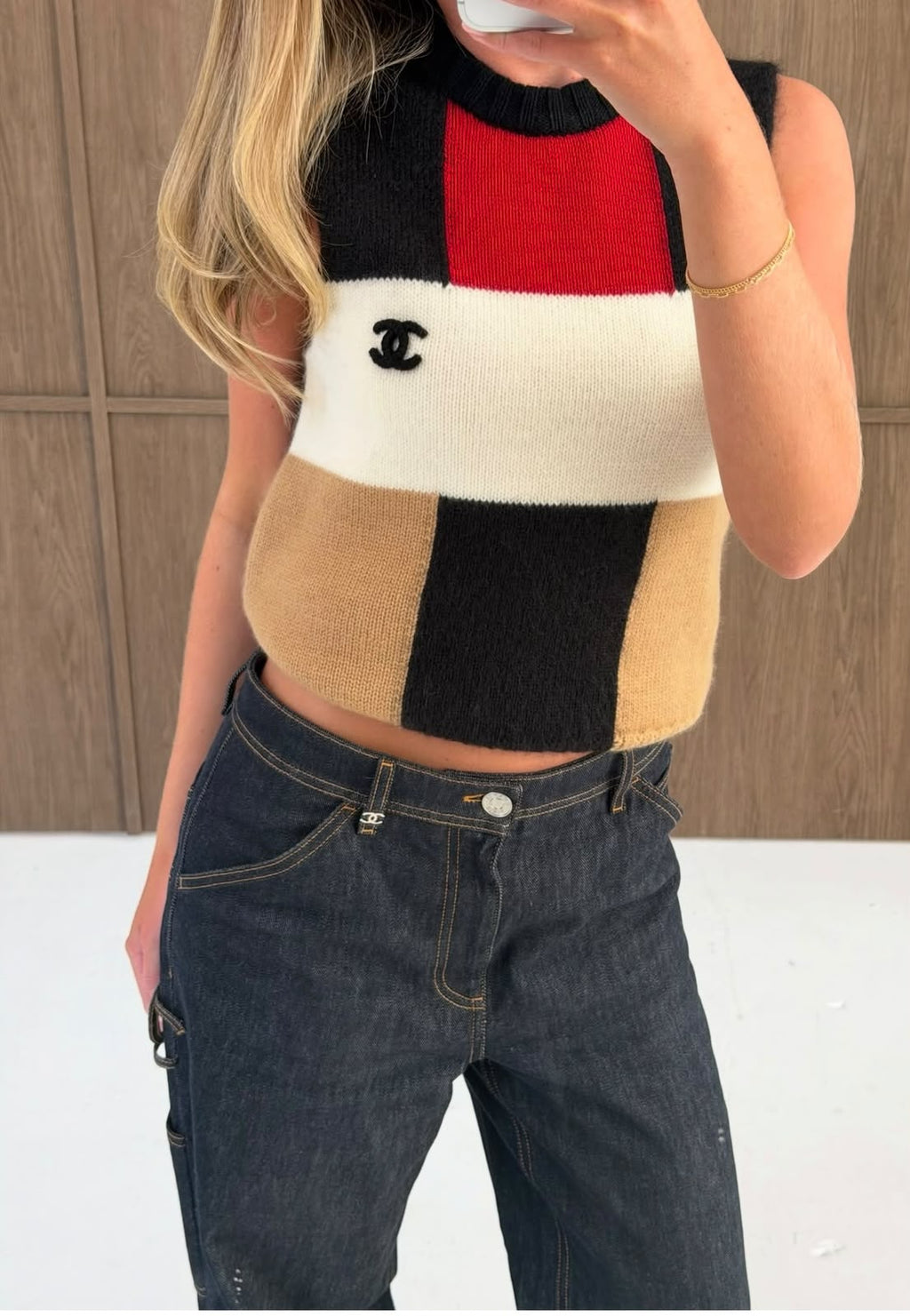 CHANEL Sleeveless Colourblock Top