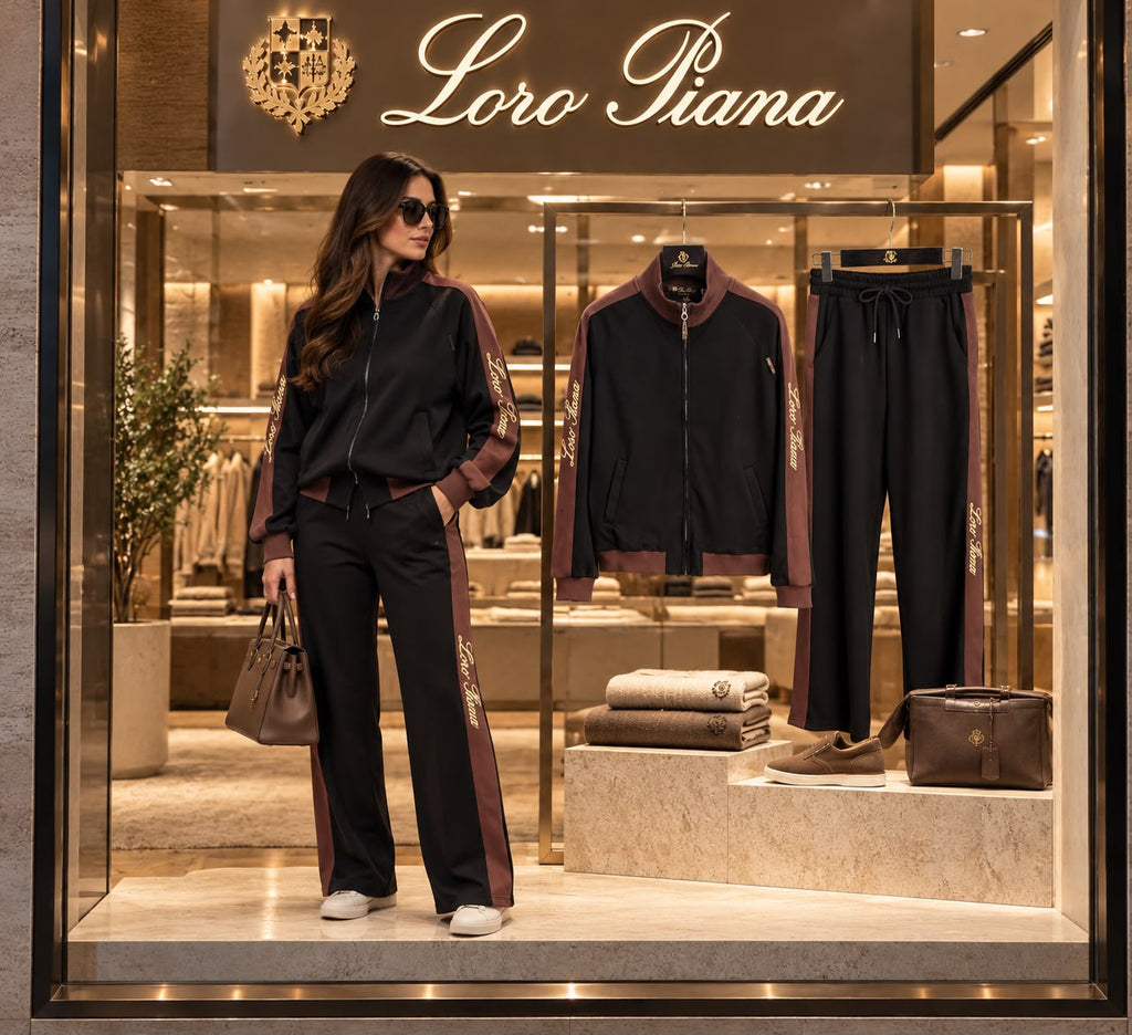 Loro Piana Side-Stripe Zip Jacket and Wide-Leg Trousers Set