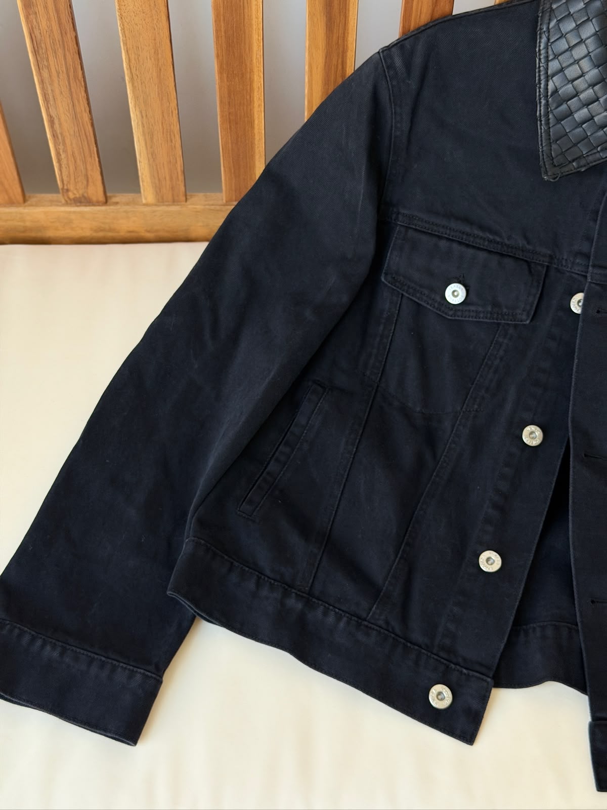 Bottega Woven-Collar Denim Jacket