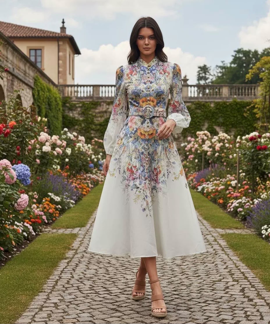 Zimmermann Floral Belted Midi Dress