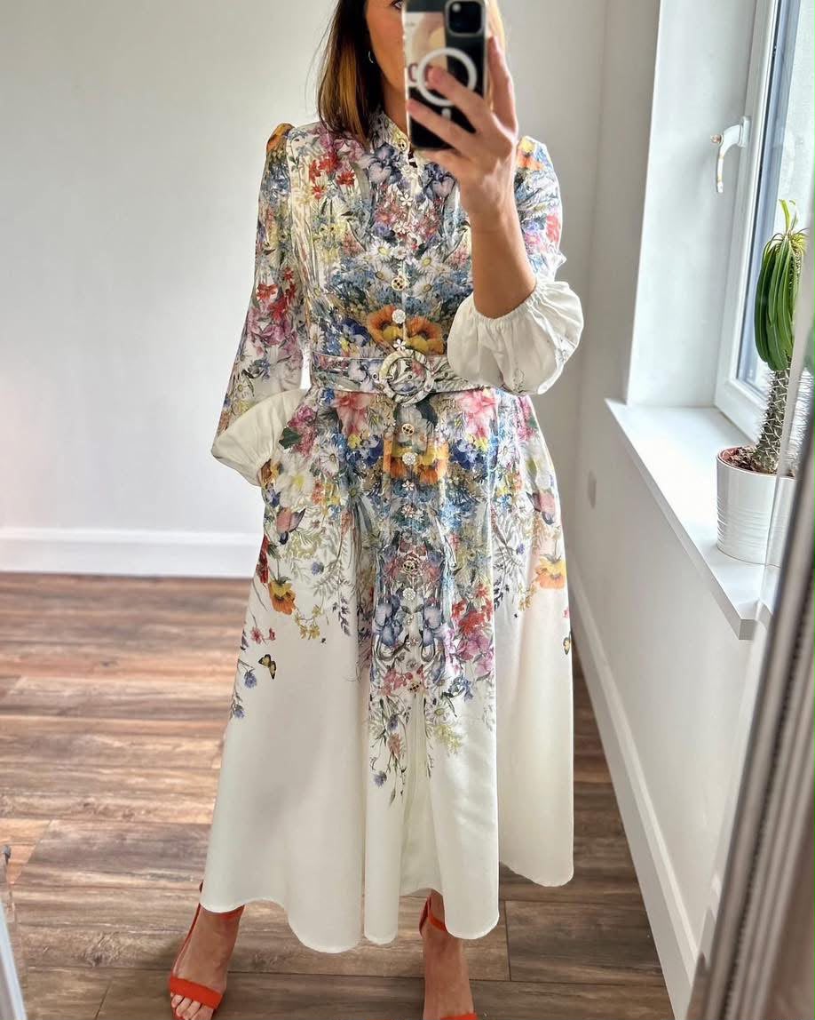Zimmermann Floral Belted Midi Dress