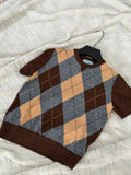 Prada Argyle Short-Sleeve Top