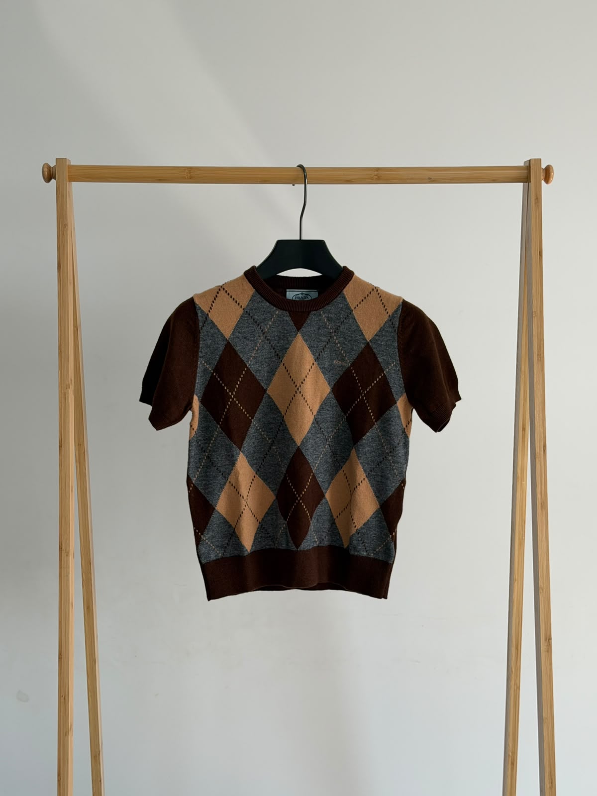 Prada Argyle Short-Sleeve Top