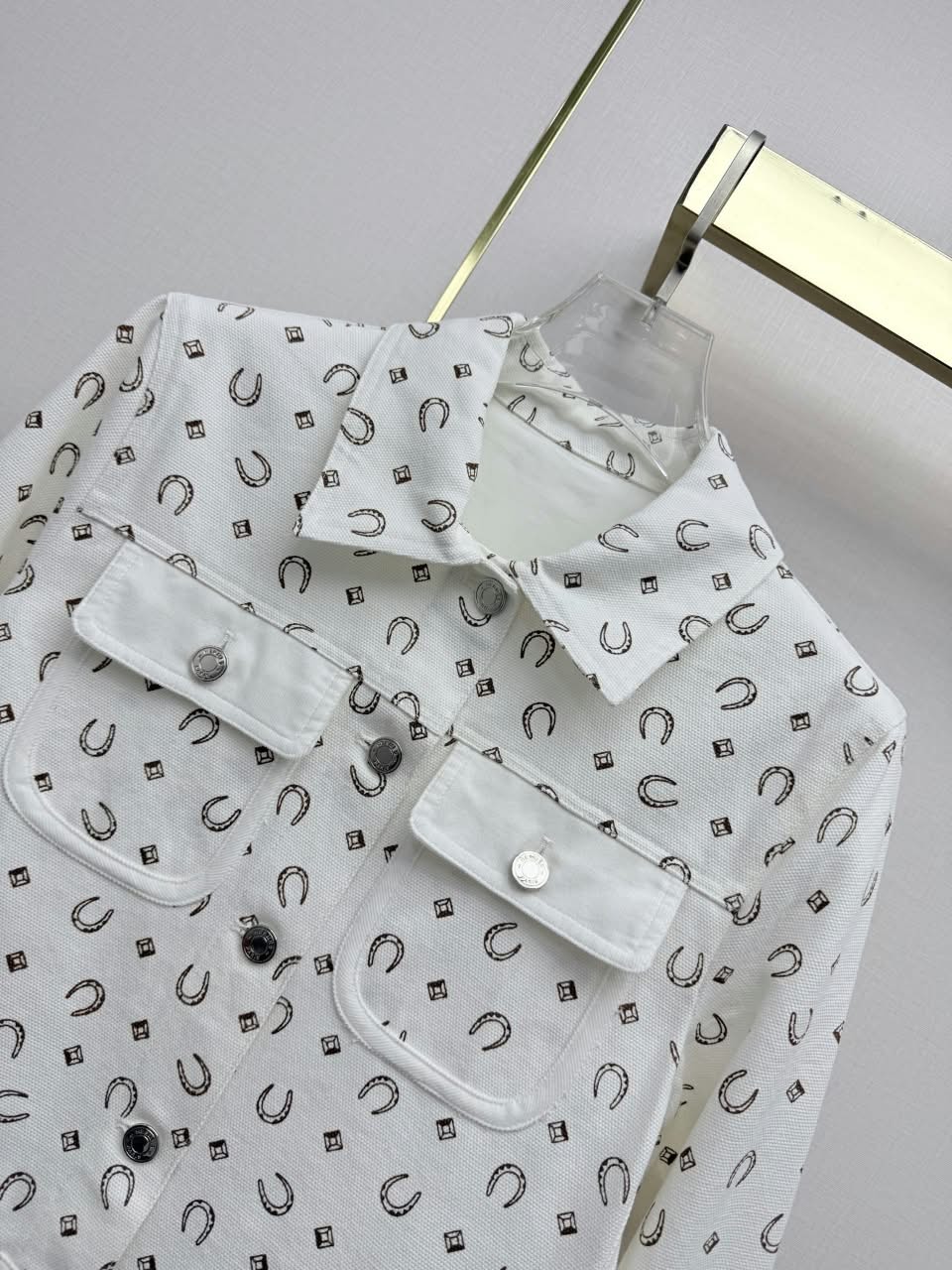 HERMES Horseshoe-Print Jacket and Trousers Set