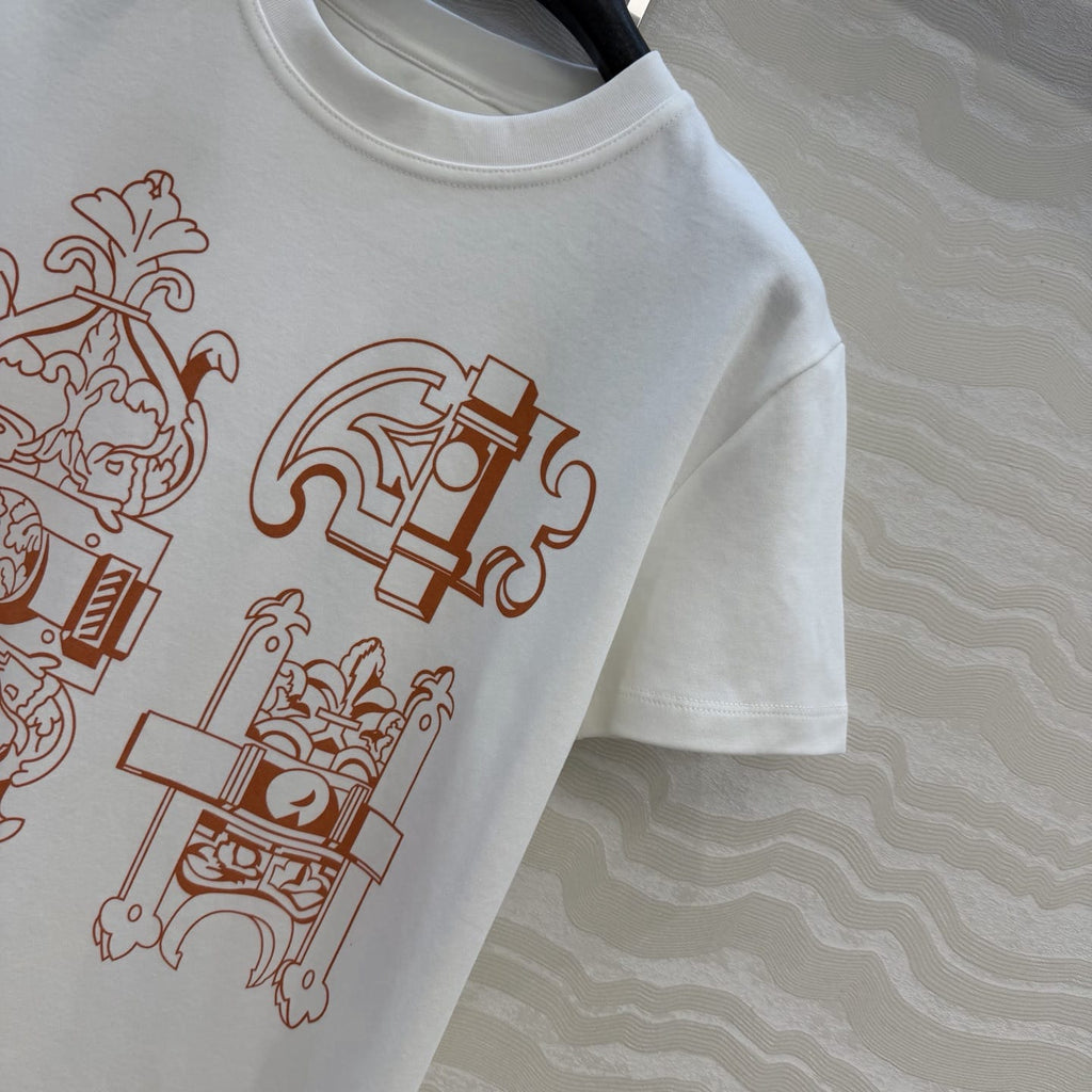HERMES Model 27 Ornamental Graphic T-Shirt