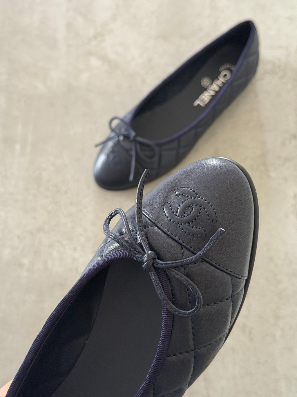 CHANEL Quilted Bow Ballet Flats