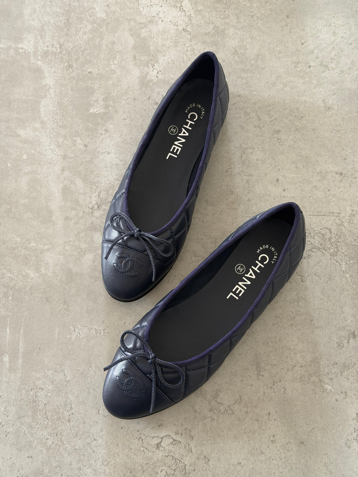 CHANEL Quilted Bow Ballet Flats