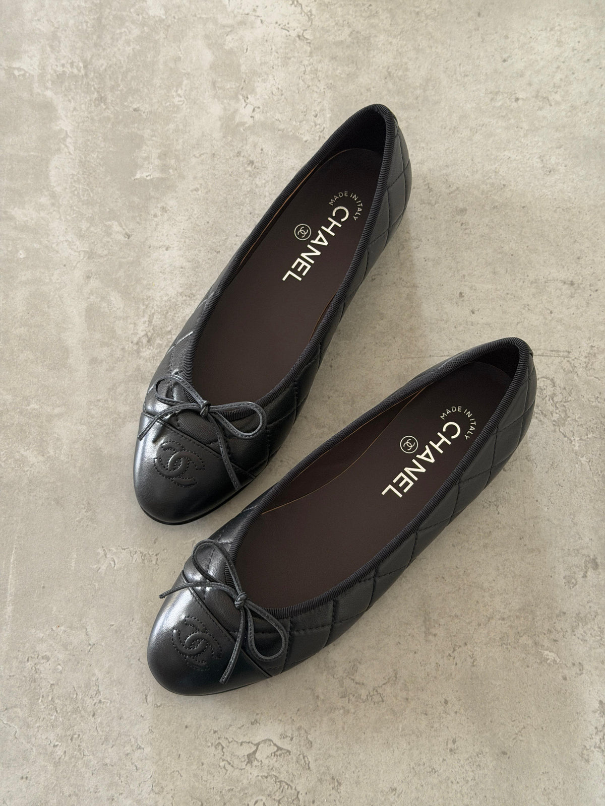 CHANEL Quilted Bow Ballet Flats