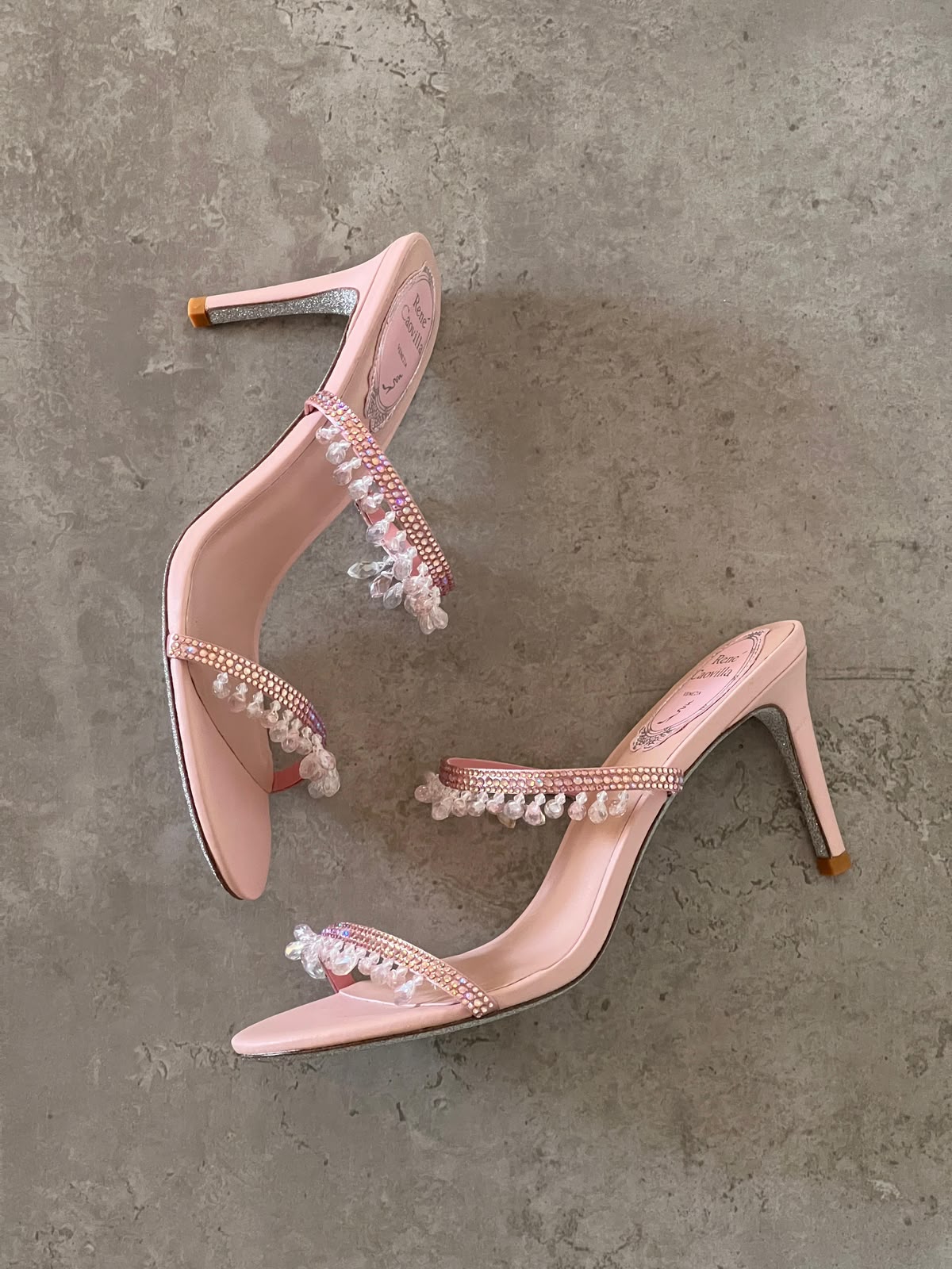 Rene Caovilla Crystal-Drop Heeled Mules