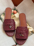 Loro Piana Textured Charm Slides