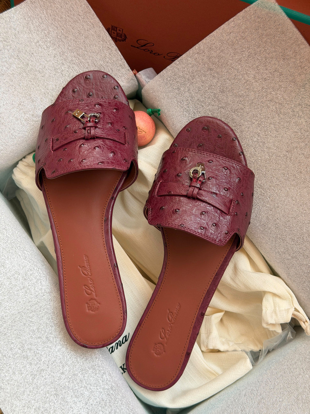 Loro Piana Textured Charm Slides