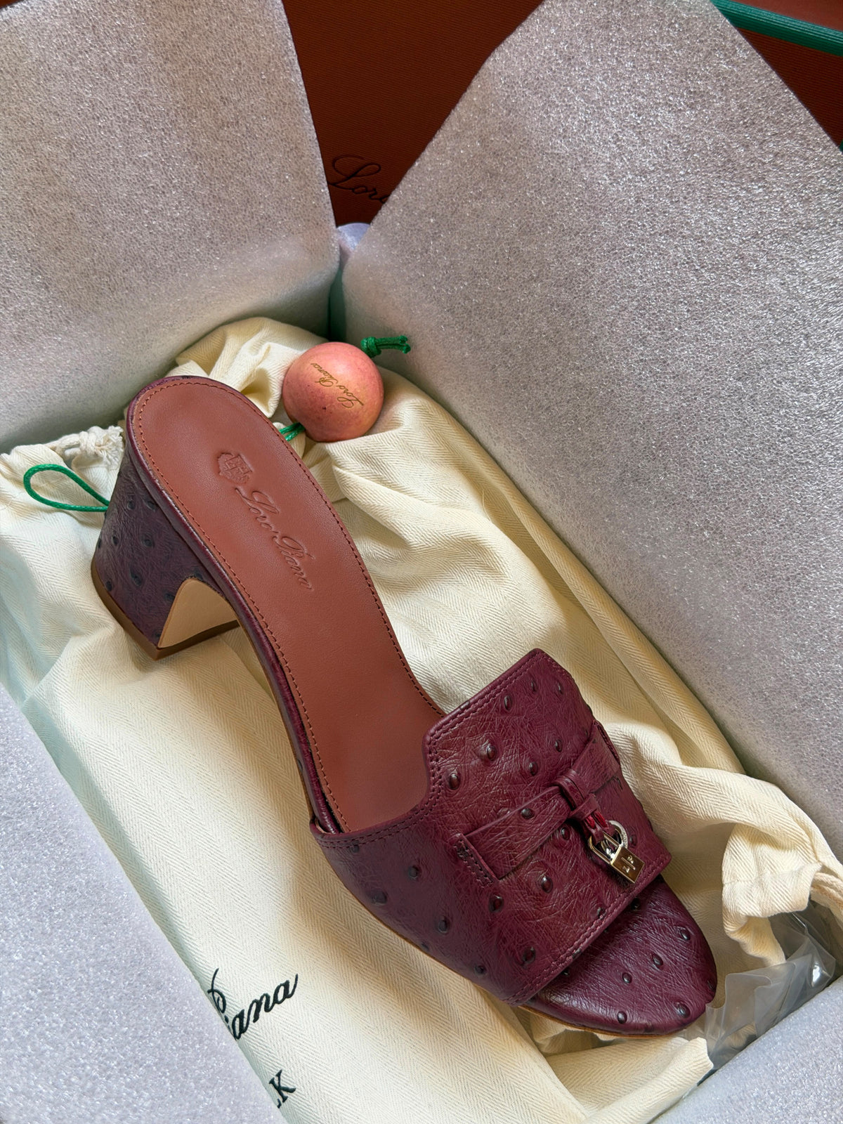 Loro Piana Textured Charm Block-Heel Mules
