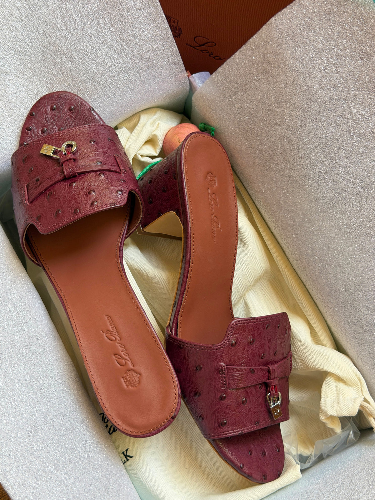 Loro Piana Textured Charm Block-Heel Mules