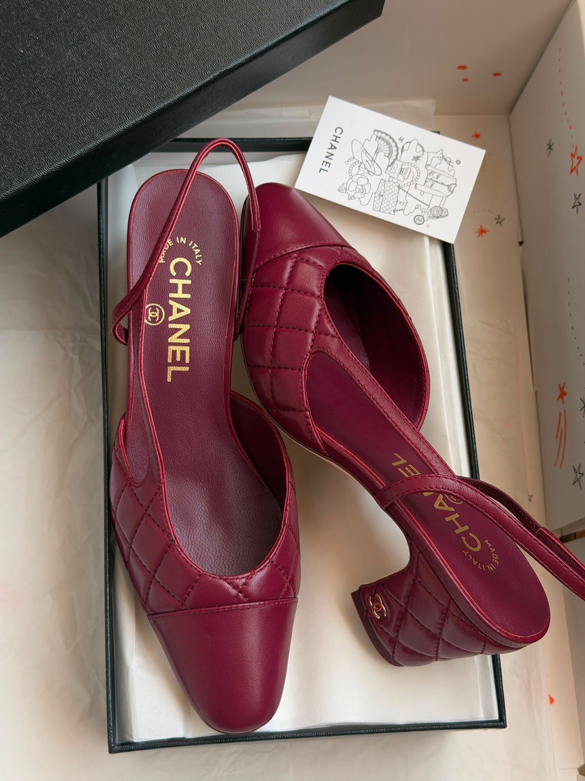 CHANEL Quilted Cap-Toe Slingback Pumps