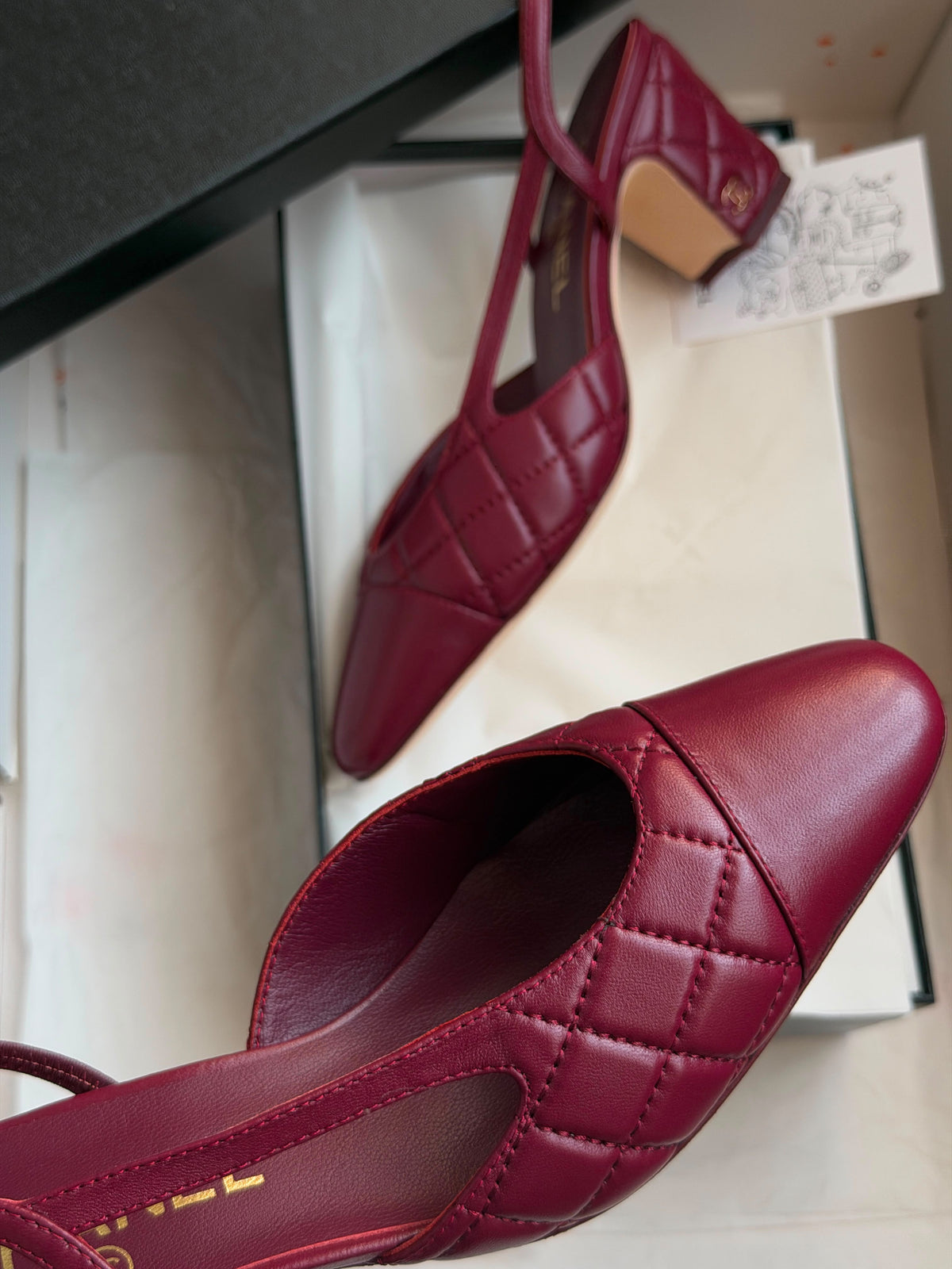 CHANEL Quilted Cap-Toe Slingback Pumps
