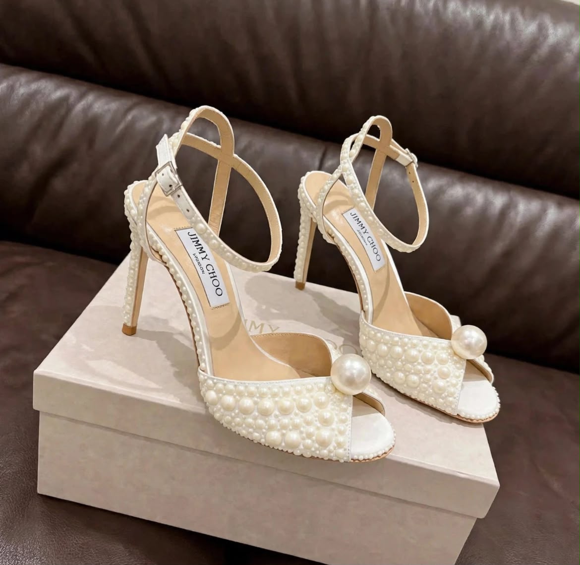 Jimmy Choo Pearl-Detail Stiletto Sandals