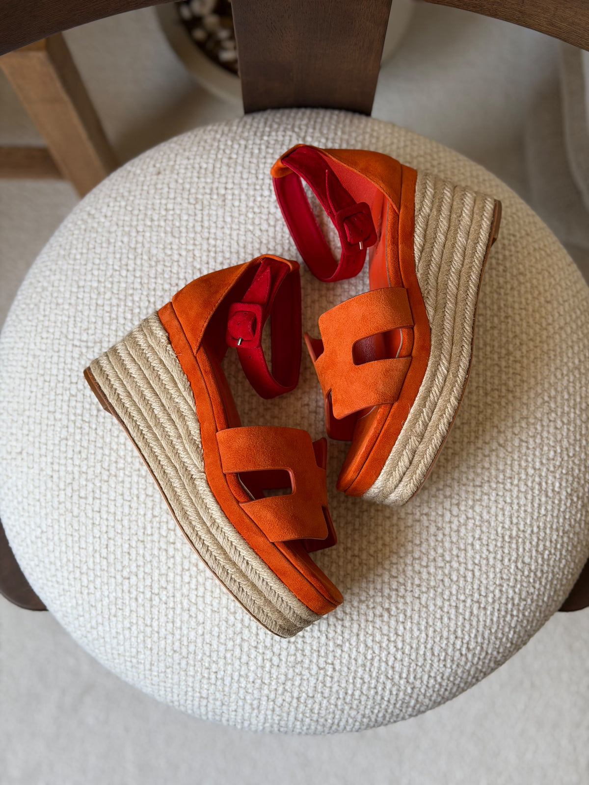 HERMES H-Strap Espadrille Platform Sandals