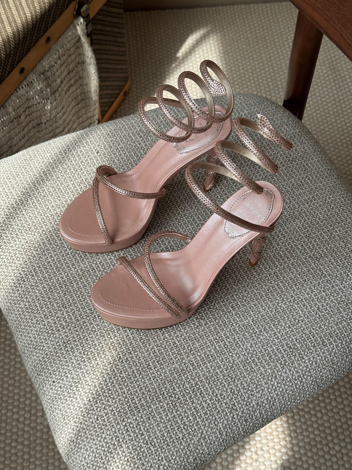 Rene Caovilla Crystal Spiral Platform Sandals