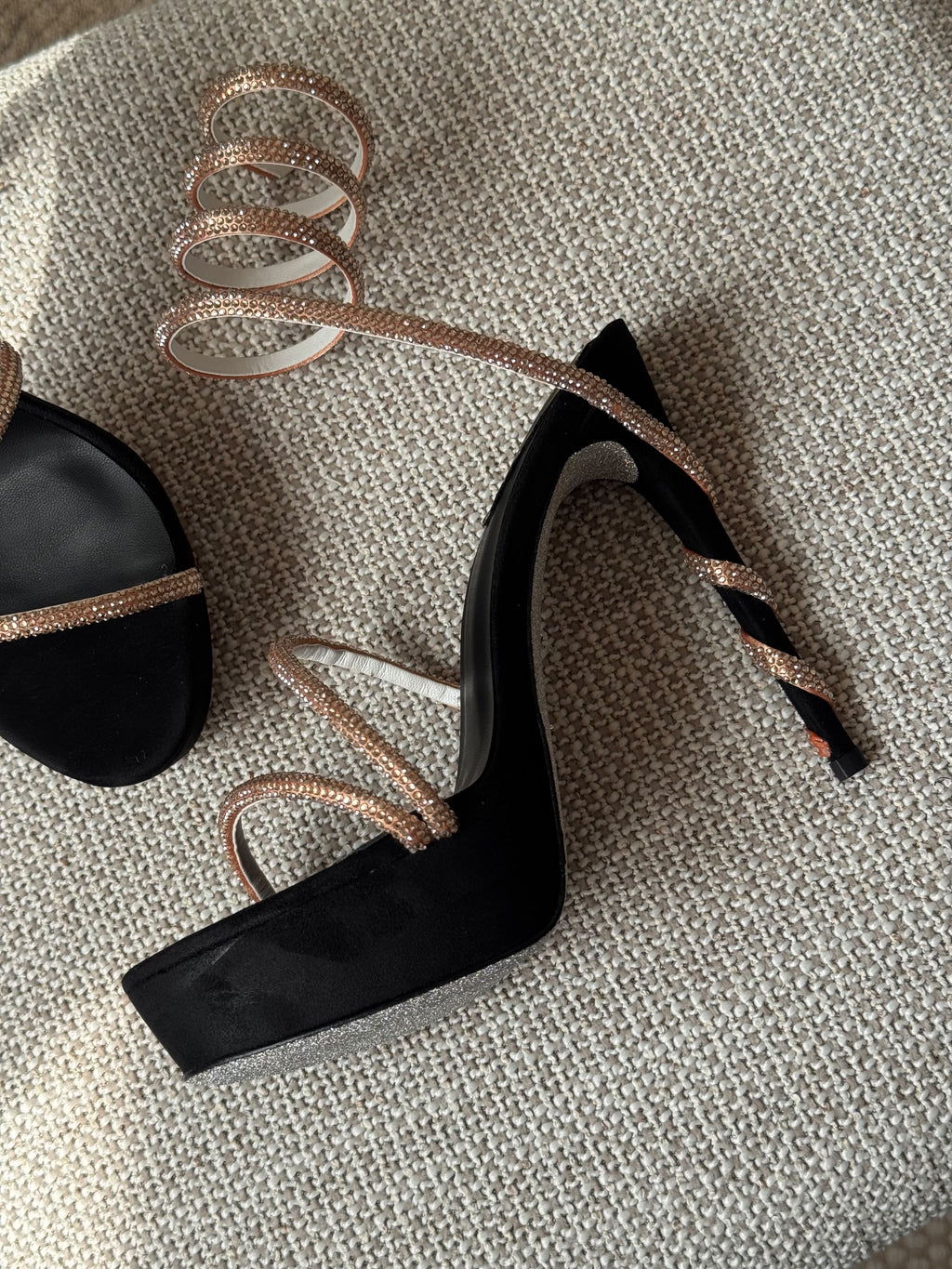 Rene Caovilla Crystal Spiral Platform Sandals