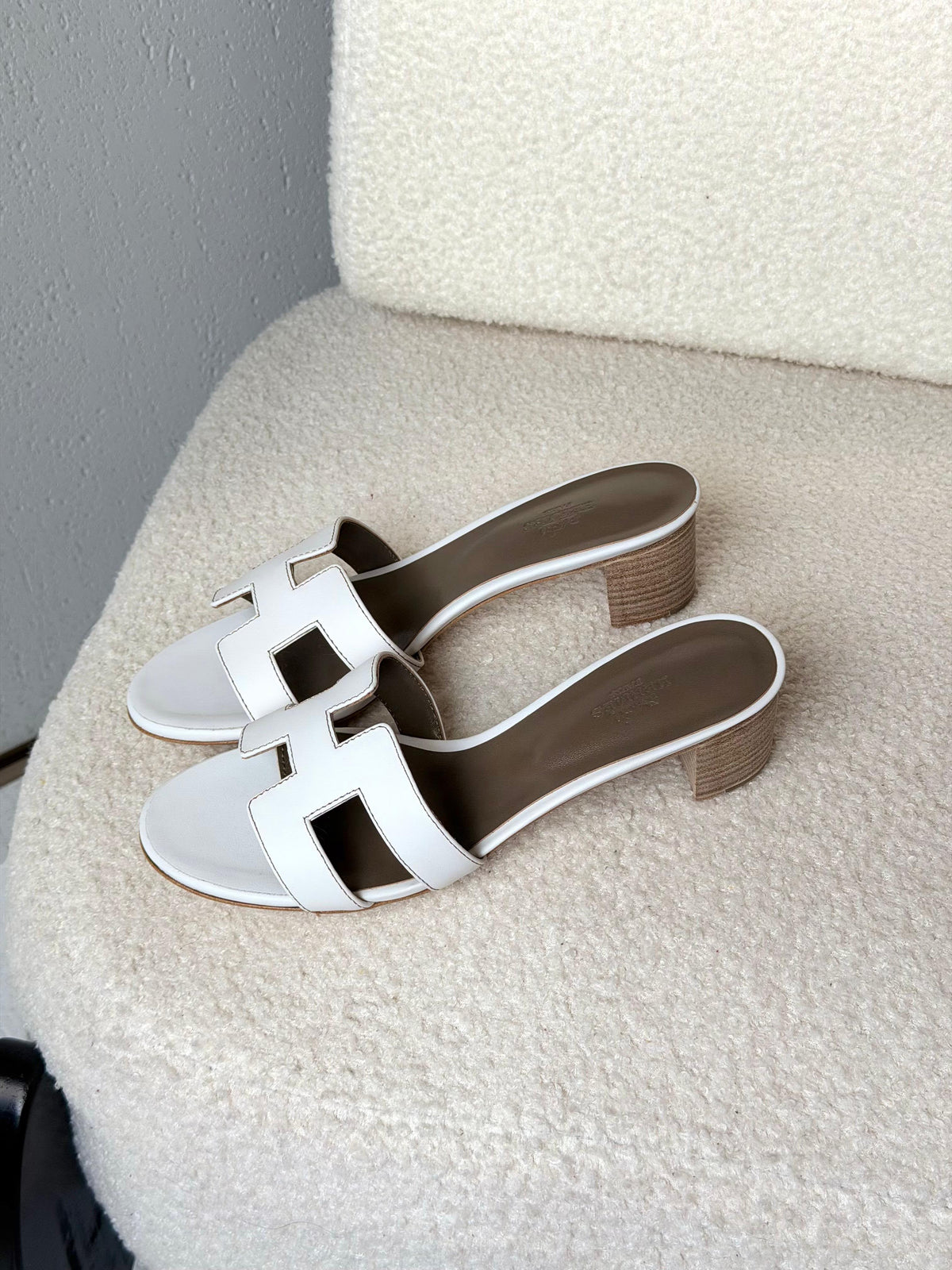 HERMES H-Strap Block-Heel Slides