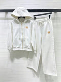 LV Monogram-Panel Zip Hoodie and Wide-Leg Trousers Set