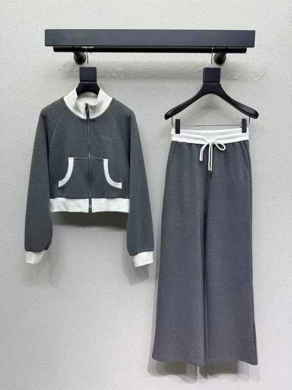 Dior Contrast-Trim Zip Jacket and Wide-Leg Trousers Set